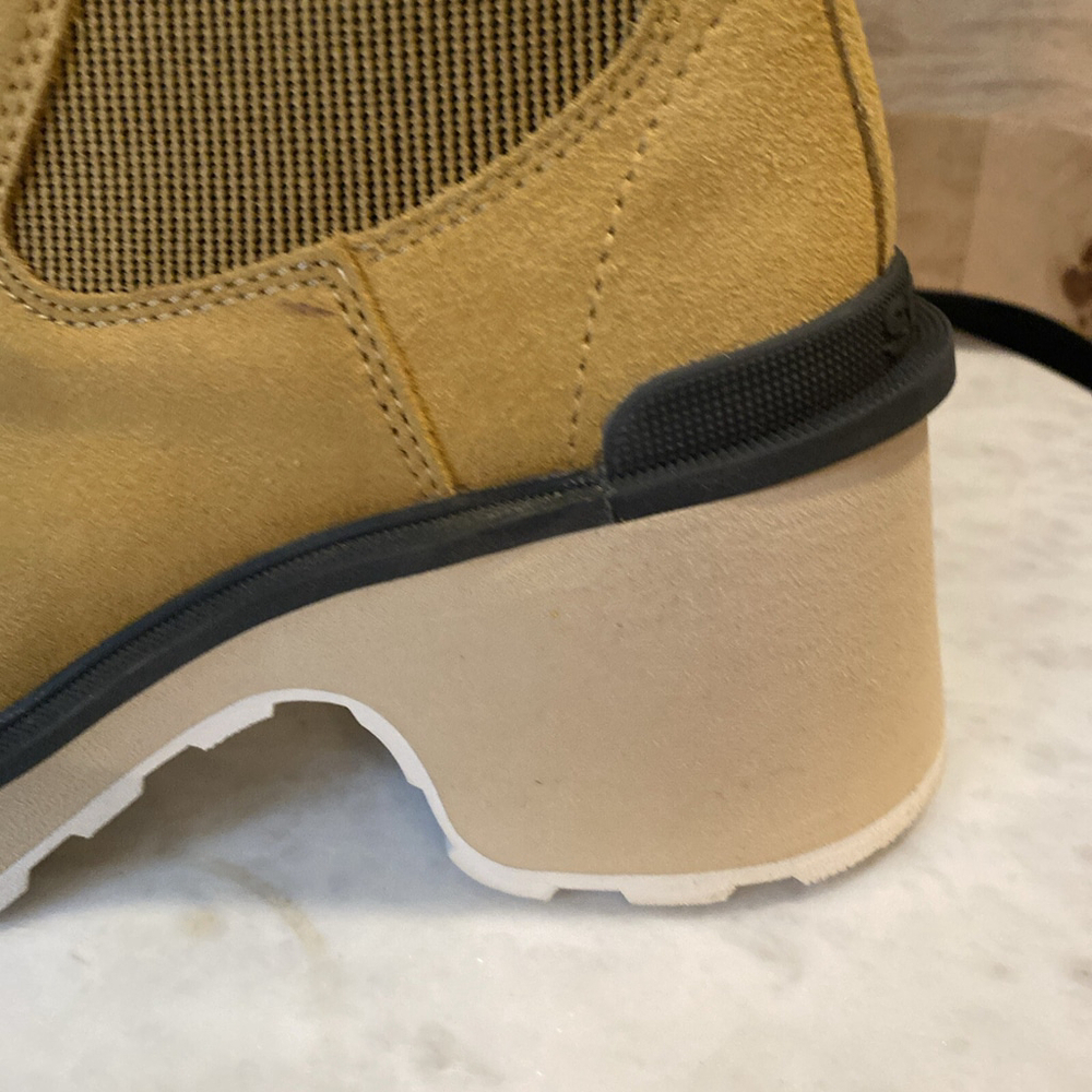 Sorel Addington Chelsea Boots Tan Suede Size 8.5 Chunky Heel Waterproof NEW - Picture 6 of 9